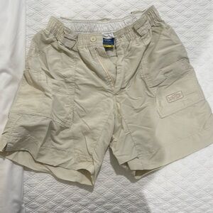 Men's khaki aftco shorts- stained